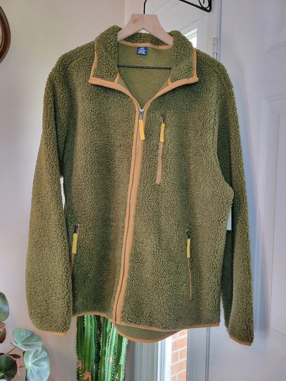 NEW George Full Zip Sherpa Forest Olive Green One Pocket Jacket, Size Mens XL